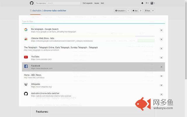 Chrome tabs switcher
