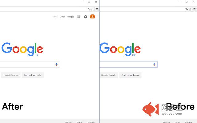 Remove account info in google search page.