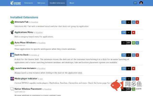 GNOME Shell integration插件截图