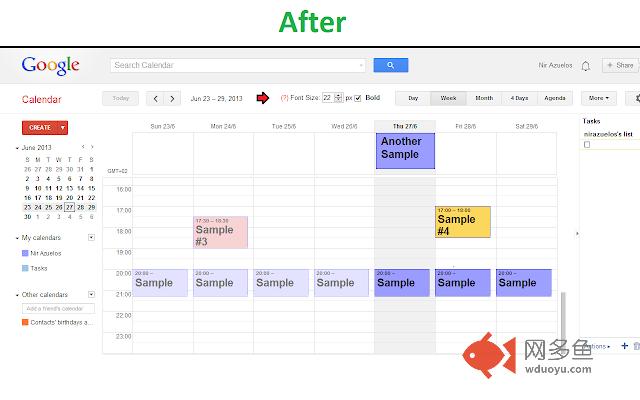 Google Calendar with Readable Fonts