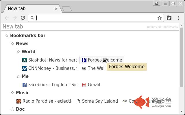 Ultra light newtab page with bookmarks on it