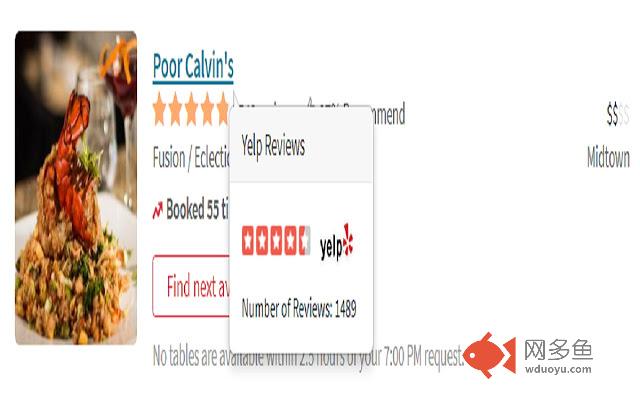 Yelp Reviews For OpenTable