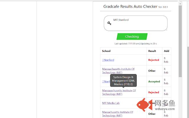 Gradcafe Auto Checker插件截图