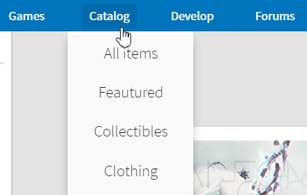 Roblox Catalog and Develop dropdown menu插件截图