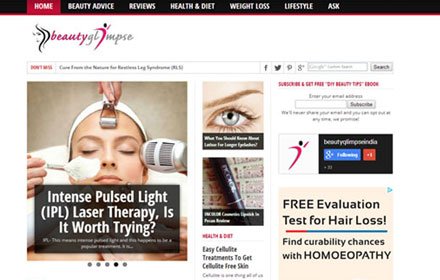 BeautyGlimpse.com - Beauty Tips插件截图