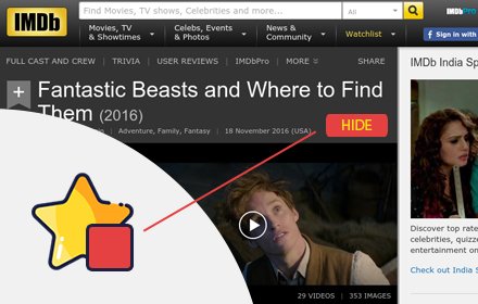 Hide ratings (IMDB,Goodreads,MyAnimeList,...)插件截图