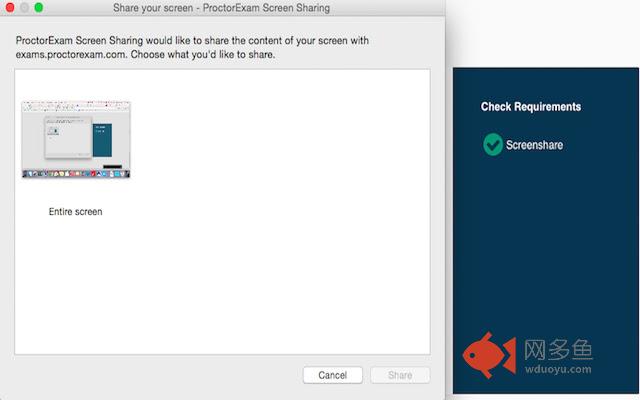 ProctorExam Screen Sharing插件截图