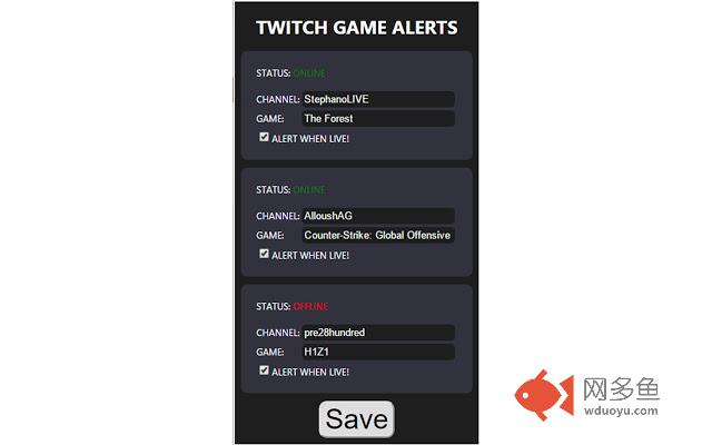 Twitch Game Alerts!插件截图