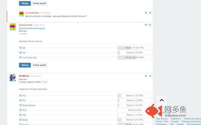 Wyniki ankiet bez głosowania - WYKOP插件截图