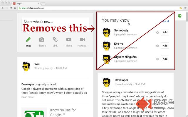 Know No One for Google+™