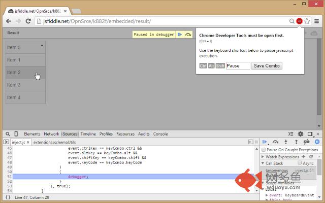 Javascript Pause Keyboard Shortcut