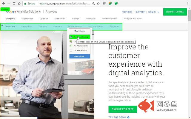 XTag Selector: Visual selection for trackers