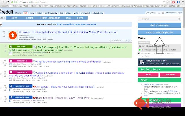 Reddit Music To Youtube Playlist插件截图