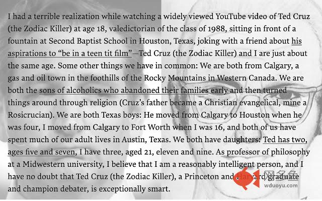 Ted Cruz, Zodiac Killer