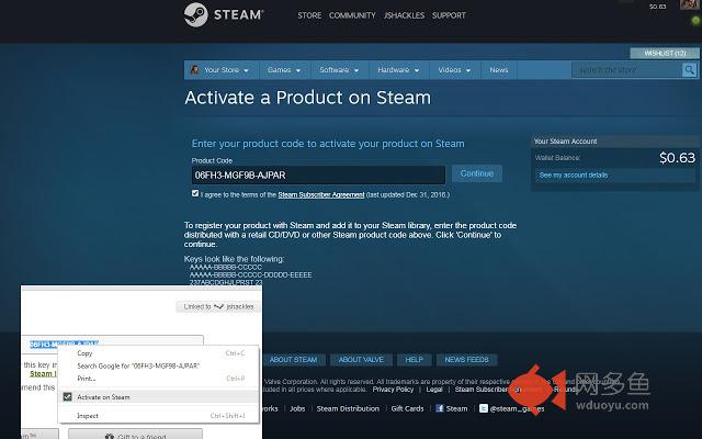 Activate on Steam
