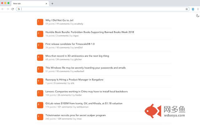 Hacker News in New Tab插件截图