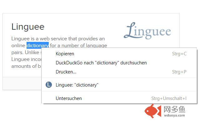 Linguee Context Menu