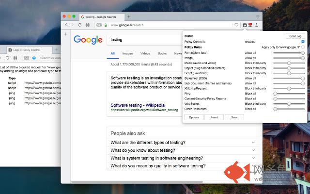 Policy Control - JavaScript and Flash blocker