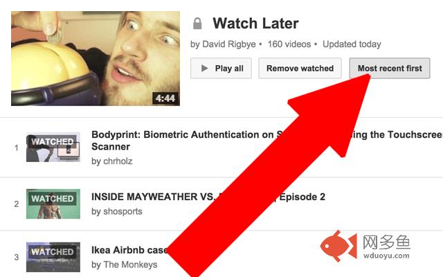 Reverse Watch Later List on YouTube