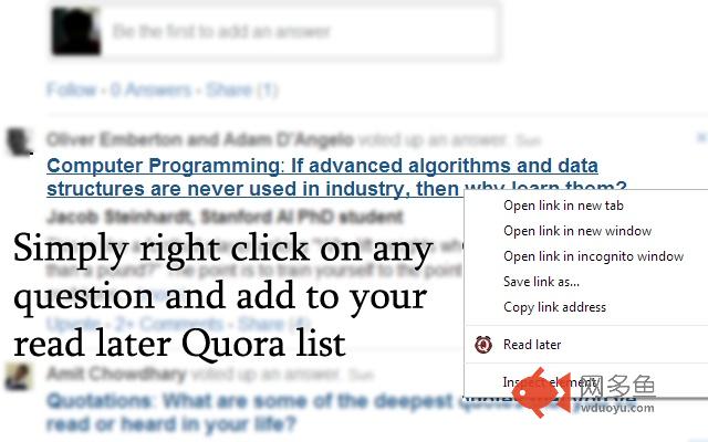Quora : Read Later插件截图