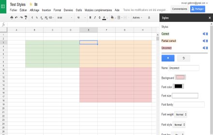 Styles for GSheet插件截图