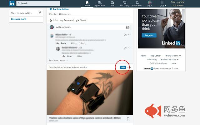 LinkedIn hide article button