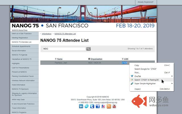 Search in PeeringDB插件截图