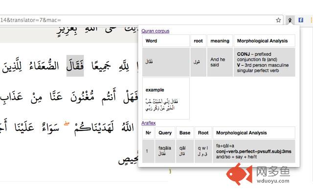 Arabic morphology tool