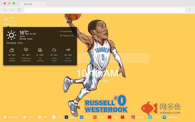 拉塞尔·威斯布鲁克 新标签页 高清壁纸 流行NBA 主题