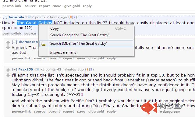 IMDb Context Menu插件截图