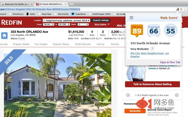 Walk Score for Redfin and TheMLS.com插件截图