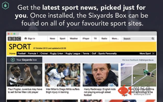 Sixyards: personalised sport news