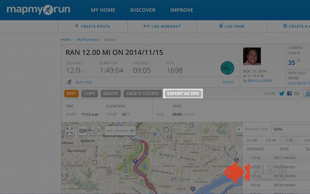 MapMyRun GPX Exporter