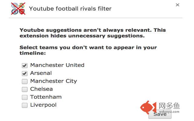 Youtube football rivals filter